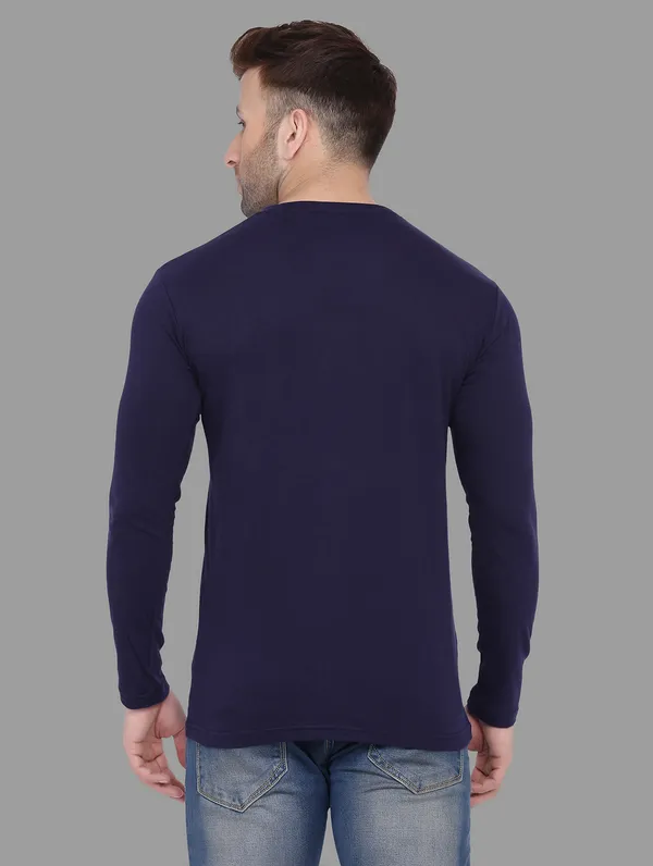 Dark_Blue_Cotton_Blend_V_Neck_Full_Sleeve_T_Shirt_For_Men