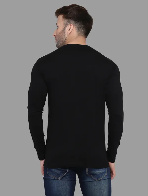 Black_Cotton_Blend_V_Neck_Full_Sleeve_T_Shirt_For_Men