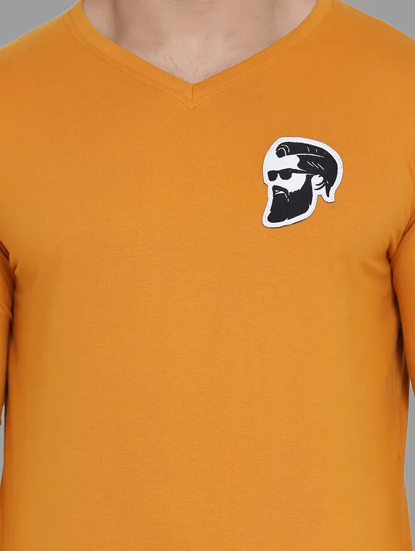 Mustard_Cotton_Blend_V_Neck_Full_Sleeve_T_Shirt_For_Men