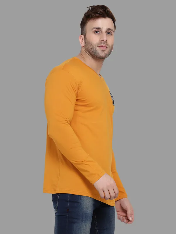 Mustard_Cotton_Blend_V_Neck_Full_Sleeve_T_Shirt_For_Men