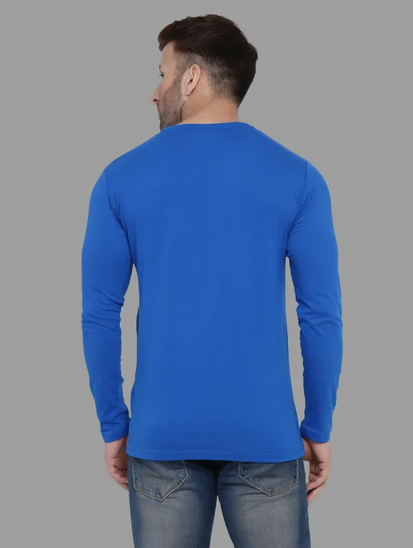 Blue_Cotton_Blend_V_Neck_Full_Sleeve_T_Shirt_For_Men