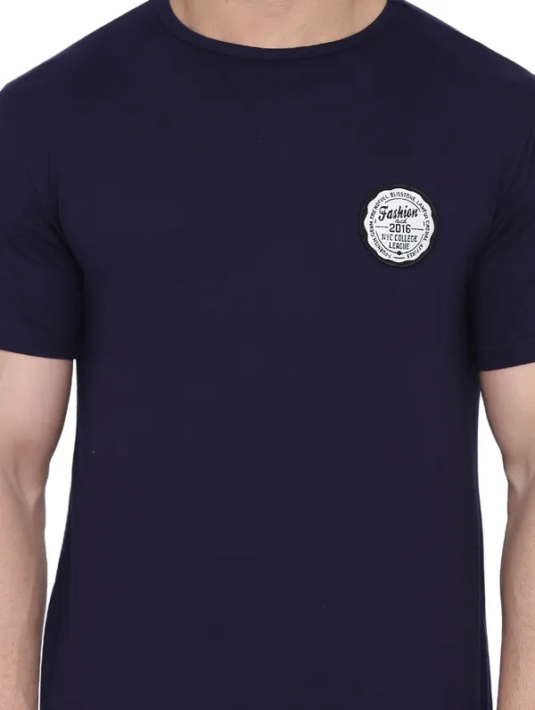 Dark_Blue_Cotton_Blend_V_Neck_Half_Sleeve_T_Shirt_For_Men
