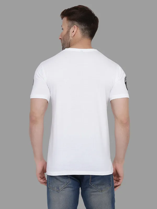 White_Cotton_Blend_V_Neck_Half_Sleeve_T_Shirt_For_Men