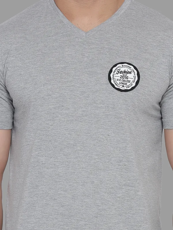 Silver_Cotton_Blend_V_Neck_Half_Sleeve_T_Shirt_For_Men