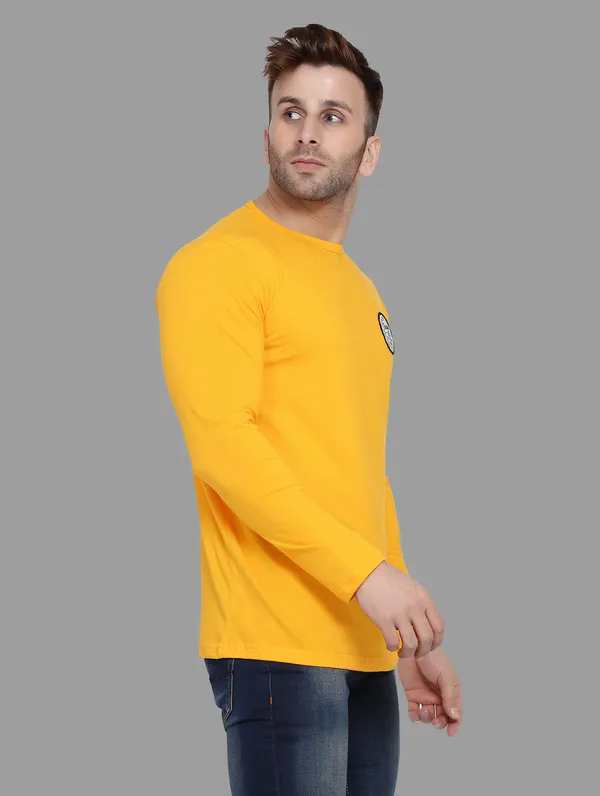 Yellow_Cotton_Blend_Round_Neck_Full_Sleeve_T_Shirt_For_Men