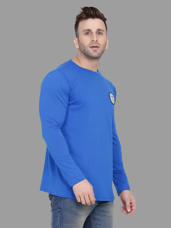 Blue_Cotton_Blend_Round_Neck_Full_Sleeve_T_Shirt_For_Men