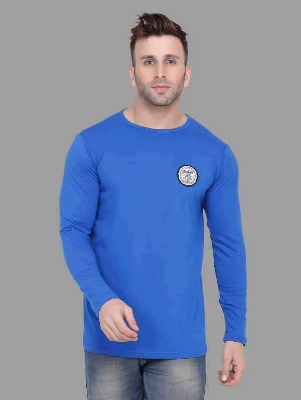 Blue_Cotton_Blend_Round_Neck_Full_Sleeve_T_Shirt_For_Men
