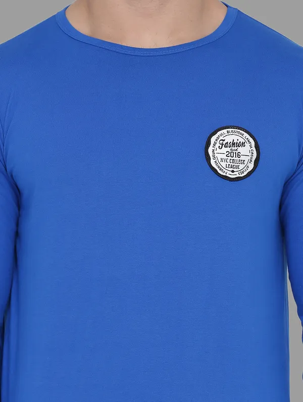 Blue_Cotton_Blend_Round_Neck_Full_Sleeve_T_Shirt_For_Men