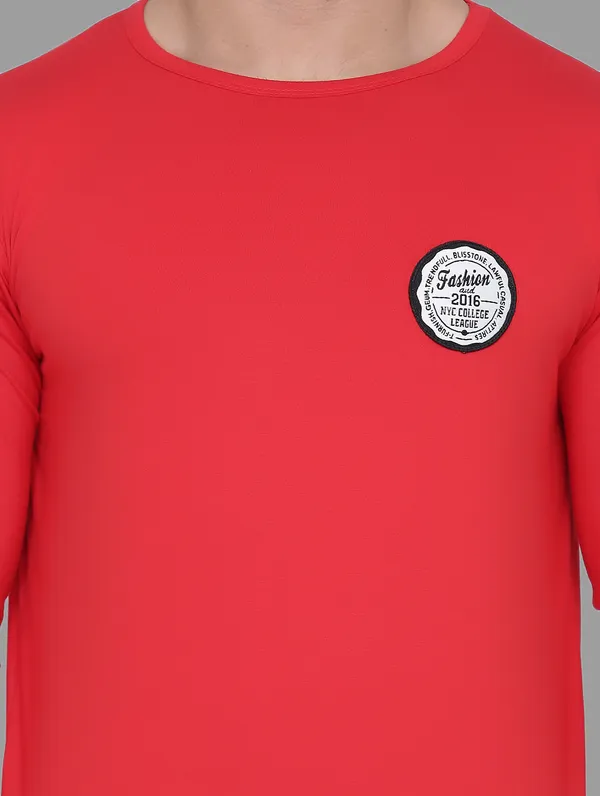 Red_Cotton_Blend_Round_Neck_Full_Sleeve_T_Shirt_For_Men