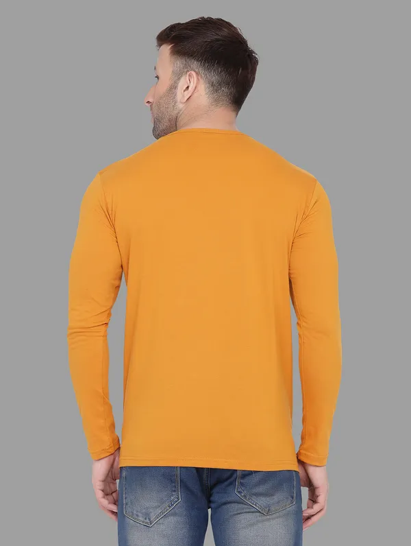 Mustard_Cotton_Blend_Round_Neck_Full_Sleeve_T_Shirt_For_Men