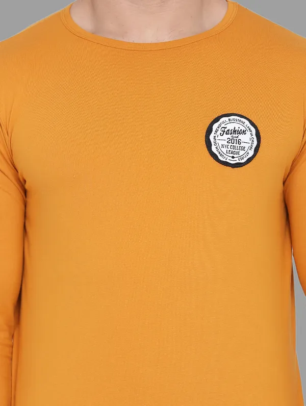 Mustard_Cotton_Blend_Round_Neck_Full_Sleeve_T_Shirt_For_Men