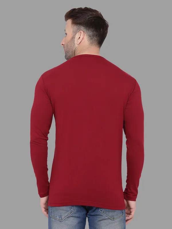 Maroon_Cotton_Blend_Round_Neck_Full_Sleeve_T_Shirt_For_Men