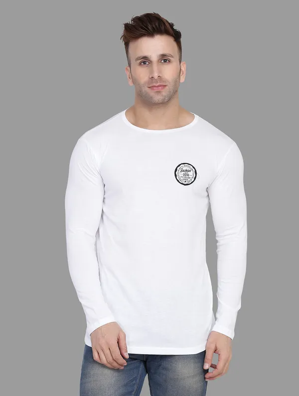 White_Cotton_Blend_Round_Neck_Full_Sleeve_T_Shirt_For_Men