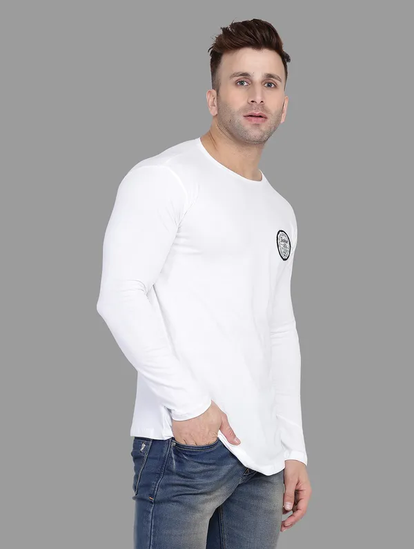 White_Cotton_Blend_Round_Neck_Full_Sleeve_T_Shirt_For_Men