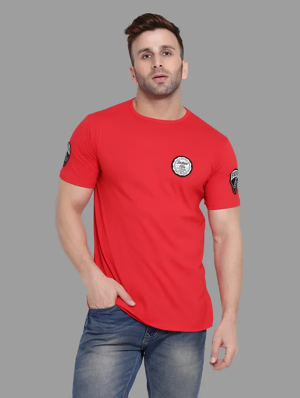 Red_Cotton_Blend_Round_Neck_Half_Sleeve_T_Shirt_For_Men