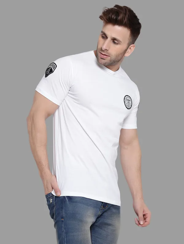 White_Cotton_Blend_Round_Neck_Half_Sleeve_T_Shirt_For_Men