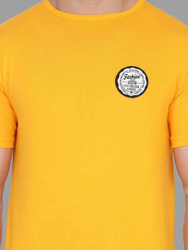 Yellow_Cotton_Blend_Round_Neck_Half_Sleeve_T_Shirt_For_Men