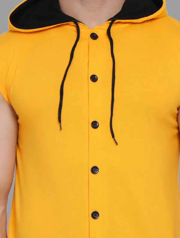 Yellow_Cotton_Blend_Hooded_Neck_Sleeveless_T_Shirt_For_Men