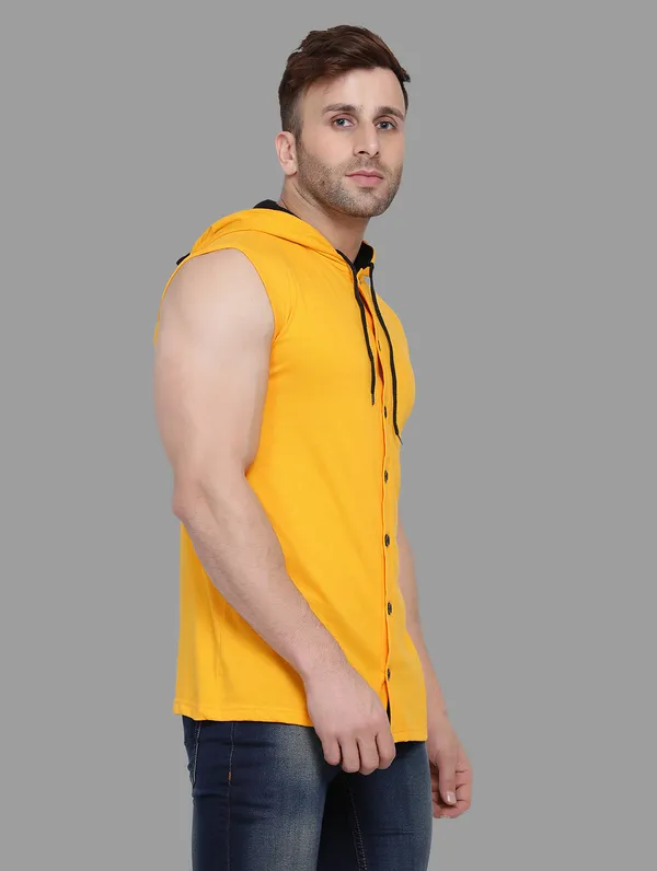 Yellow_Cotton_Blend_Hooded_Neck_Sleeveless_T_Shirt_For_Men