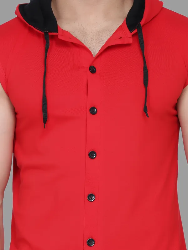 Red_Cotton_Blend_Hooded_Neck_Sleeveless_T_Shirt_For_Men