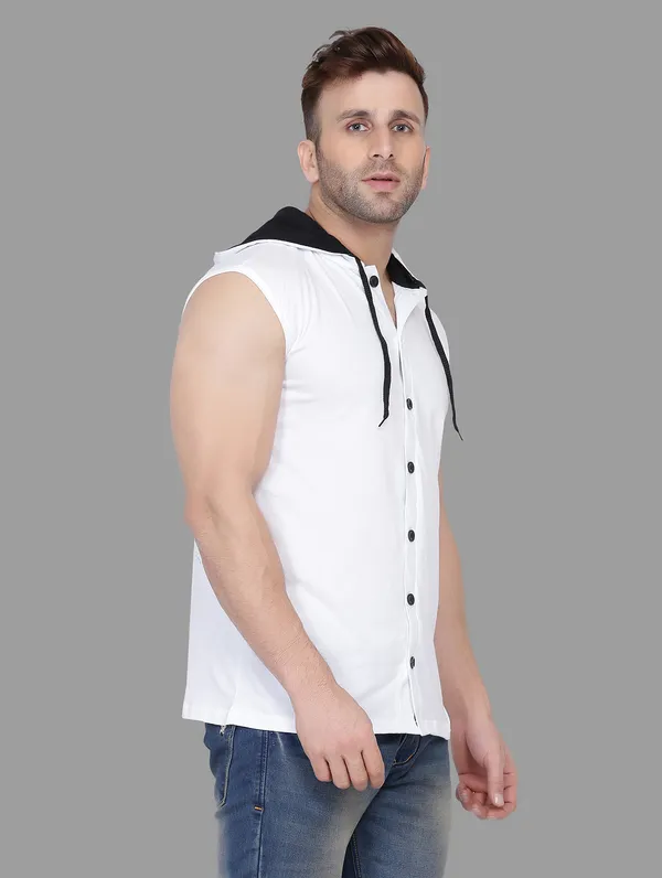 White_Cotton_Blend_Hooded_Neck_Sleeveless_T_Shirt_For_Men