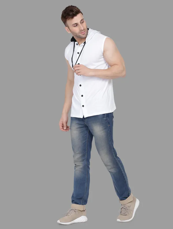 White_Cotton_Blend_Hooded_Neck_Sleeveless_T_Shirt_For_Men