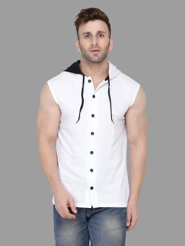 White_Cotton_Blend_Hooded_Neck_Sleeveless_T_Shirt_For_Men