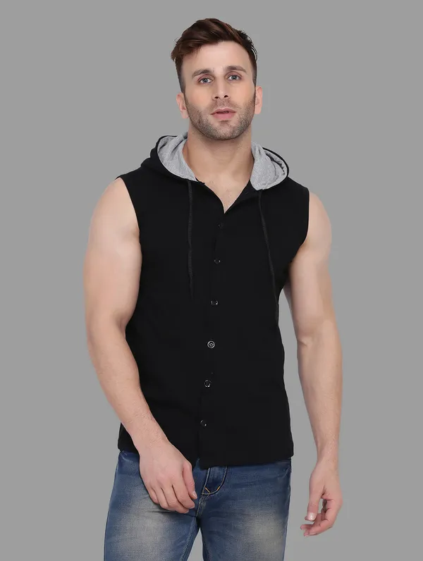 Black_Cotton_Blend_Hooded_Neck_Sleeveless_T_Shirt_For_Men