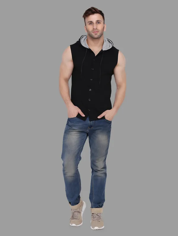 Black_Cotton_Blend_Hooded_Neck_Sleeveless_T_Shirt_For_Men