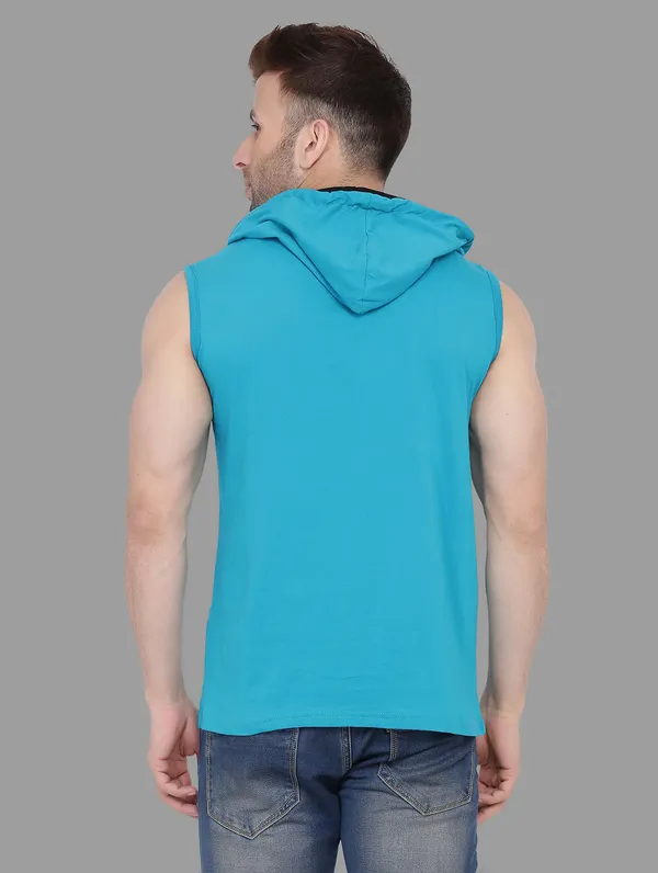 Turquoise_Cotton_Blend_Hooded_Neck_Sleeveless_T_Shirt_For_Men