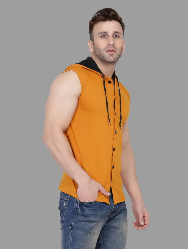 Mustard_Cotton_Blend_Hooded_Neck_Sleeveless_T_Shirt_For_Men