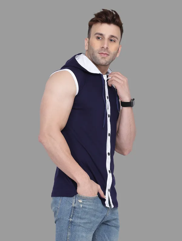 Dark_Blue_Cotton_Blend_Hooded_Neck_Sleeveless_T_Shirt_For_Men