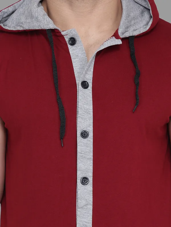 Maroon_Cotton_Blend_Hooded_Neck_Sleeveless_T_Shirt_For_Men