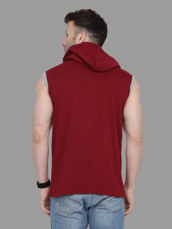 Maroon_Cotton_Blend_Hooded_Neck_Sleeveless_T_Shirt_For_Men