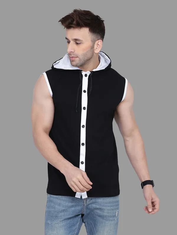 Black_Cotton_Blend_Hooded_Neck_Sleeveless_T_Shirt_For_Men