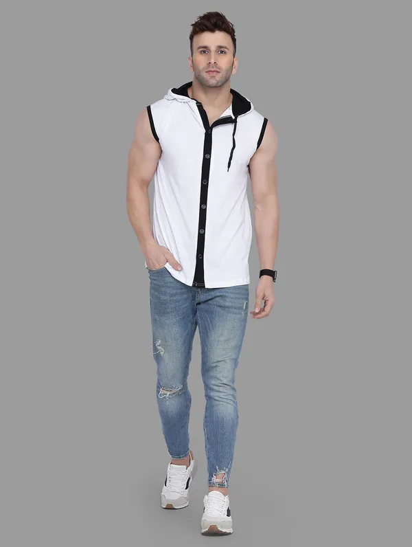 White_Cotton_Blend_Hooded_Neck_Sleeveless_T_Shirt_For_Men
