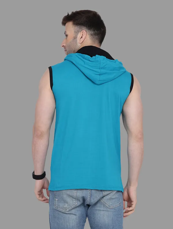 Turquoise_Cotton_Blend_Hooded_Neck_Sleeveless_T_Shirt_For_Men