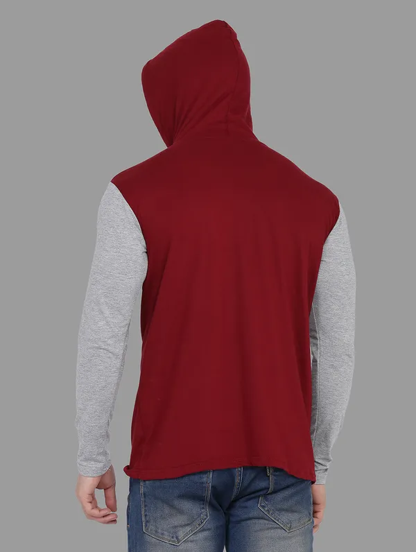 Maroon_&_Silver_Cotton_Blend_Hooded_Neck_Full_Sleeve_T_Shirt_For_Men