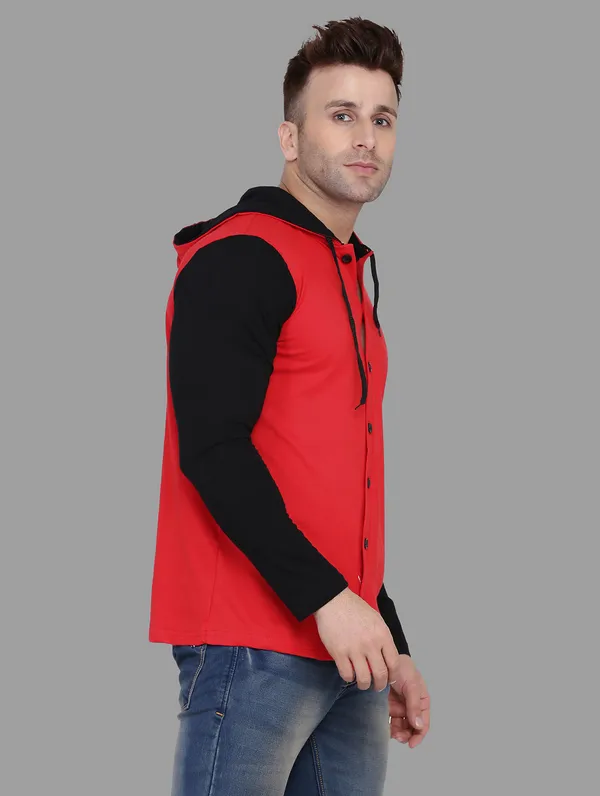 Red_&_Black_Cotton_Blend_Hooded_Neck_Full_Sleeve_T_Shirt_For_Men