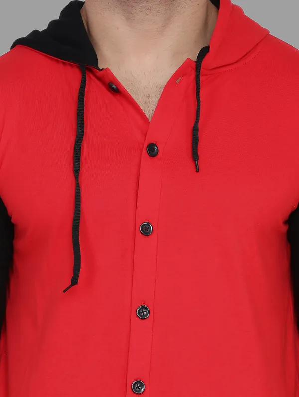 Red_&_Black_Cotton_Blend_Hooded_Neck_Full_Sleeve_T_Shirt_For_Men