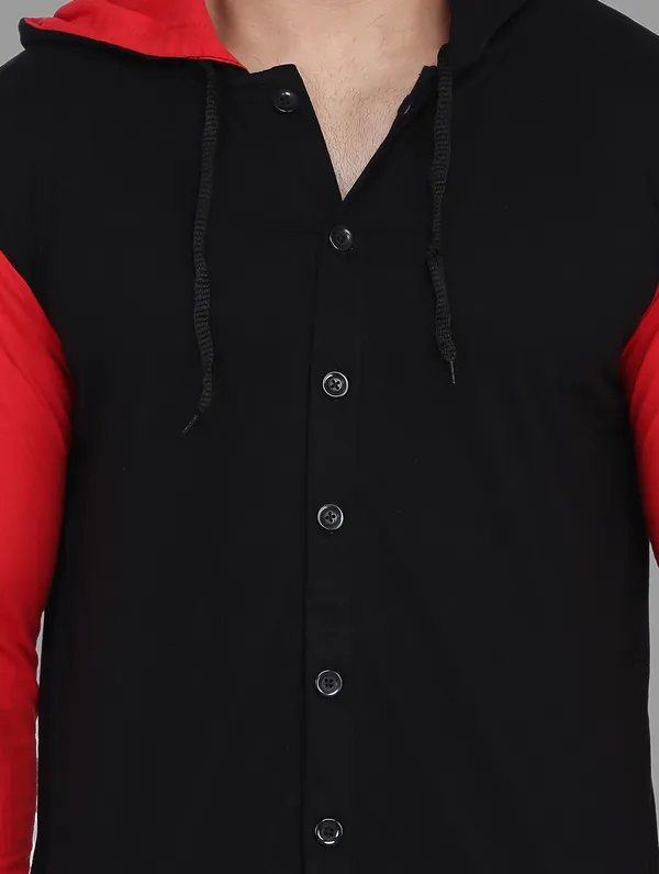 Black_&_Red_Cotton_Blend_Hooded_Neck_Full_Sleeve_T_Shirt_For_Men