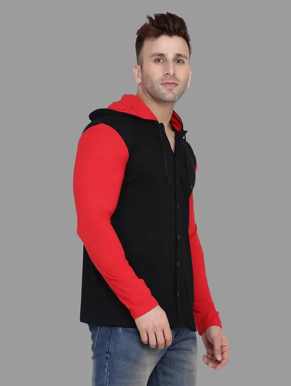 Black_&_Red_Cotton_Blend_Hooded_Neck_Full_Sleeve_T_Shirt_For_Men
