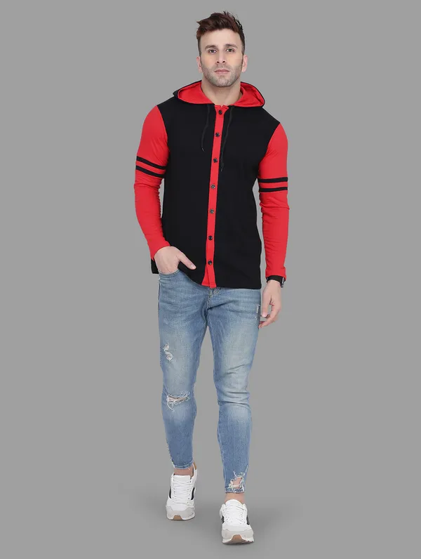 Black_&_Red_Cotton_Blend_Hooded_Neck_Full_Sleeve_T_Shirt_For_Men