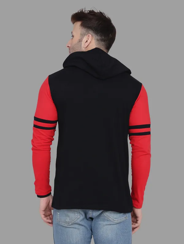 Black_&_Red_Cotton_Blend_Hooded_Neck_Full_Sleeve_T_Shirt_For_Men