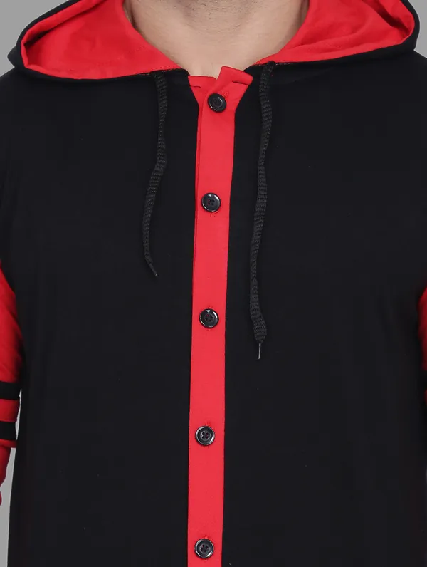 Black_&_Red_Cotton_Blend_Hooded_Neck_Full_Sleeve_T_Shirt_For_Men
