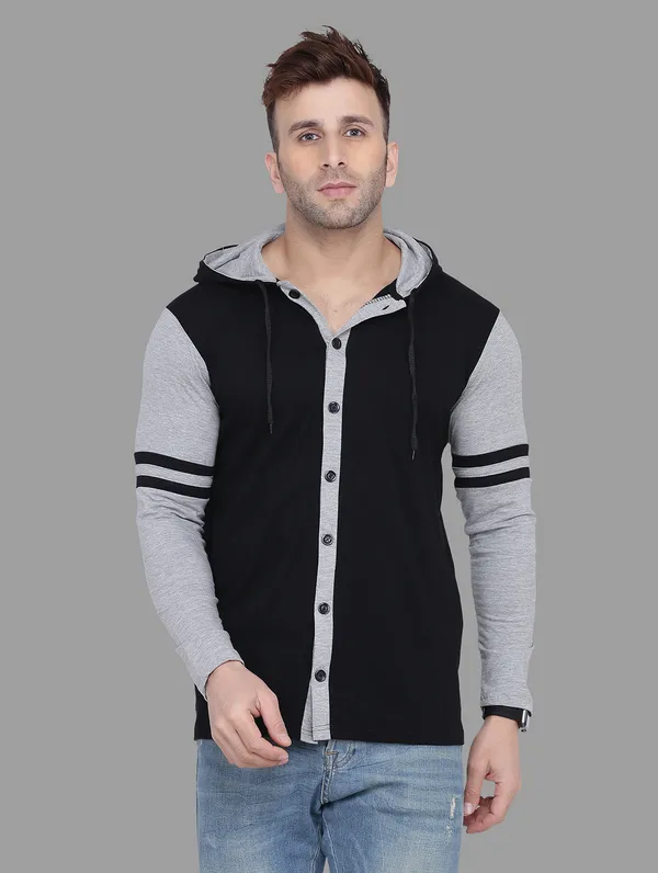 Black_&_Silver_Cotton_Blend_Hooded_Neck_Full_Sleeve_T_Shirt_For_Men