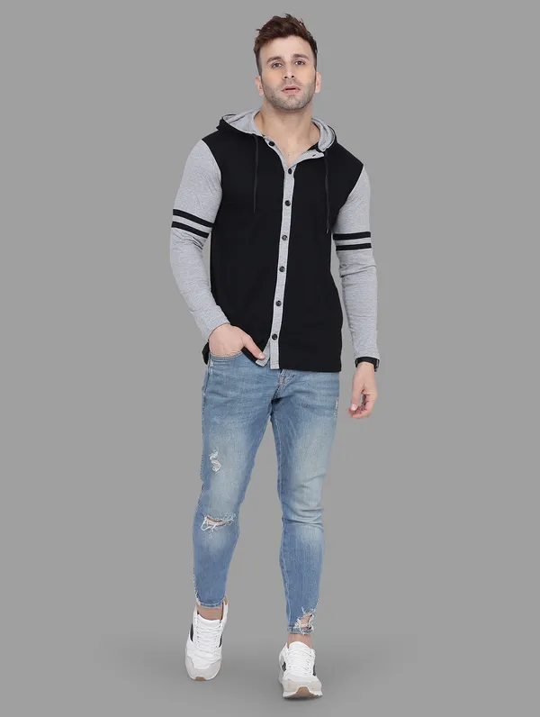 Black_&_Silver_Cotton_Blend_Hooded_Neck_Full_Sleeve_T_Shirt_For_Men