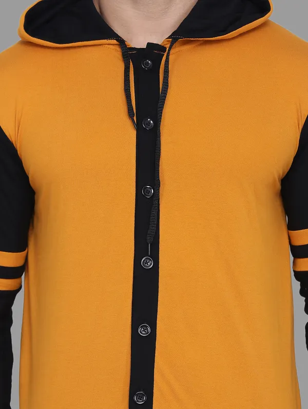 Mustard_&_Black_Cotton_Blend_Hooded_Neck_Full_Sleeve_T_Shirt_For_Men
