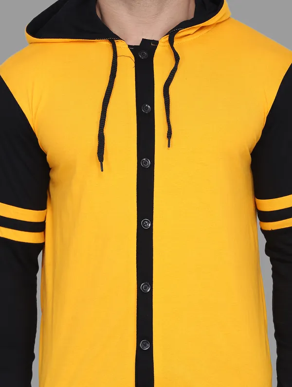 Yellow_&_Black_Cotton_Blend_Hooded_Neck_Full_Sleeve_T_Shirt_For_Men