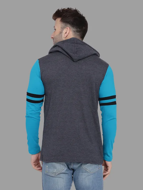 Grey_&_Turquoise_Cotton_Blend_Hooded_Neck_Full_Sleeve_T_Shirt_For_Men